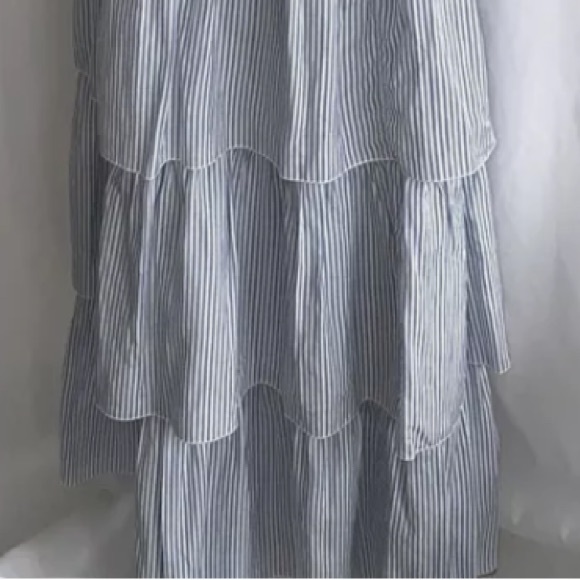 VICTORIAS SECRET Blue & White Maxi Stripe Ruffle Tiered Sundress Size Large - Picture 8 of 10